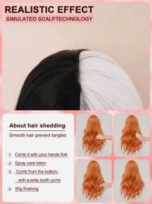 XYUNMI Cosplay Black And White Long Curly Wave Wig 26 Inch With Bangs Easy To Comb And Care Fashion Long Wig Lightweight Breathable Synthetic Heat Resistant Fiber Wig For Women Daily Wear Date Party Cosplay Halloween Lolita Long Curly Wig For All Races