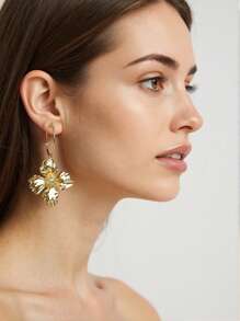 1 par de pendientes de aro exagerados para mujer con lazo de circonita incrustada, accesorios elegantes de mujer, de alta gama, para uso diario, un regalo
