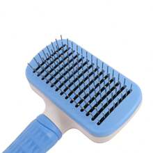 1PC Pet Hair Removal Comb Flea Comb, 2025 Upgraded Cat Brush With Release Button, One-Click Self Cleaning Pet Hair Removal Combs, For Massaging And Cleaning Shedding Pet Hairs (Blue)