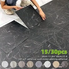 15pcs/30pcs Marble Matte Self-Adhesive Vinyl Flooring & Wall Stickers, Thick, Wear-Resistant, Easy Installation DIY Home Decor For Living Room, Kitchen, Bedroom, Office, Bathroom - Multicolor - View 1