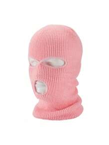 1pc Unisex Hip-Hop/Hiphop Style 3-Hole Knit Balaclava Hat, Warm Knit Cap Suitable For Autumn/Winter Daily Wear