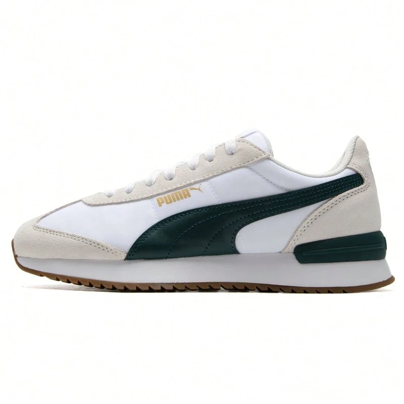Puma R78 尼龙复古休闲鞋，轻便舒适的系带低帮运动鞋，399250-04 - 彪馬白-松木綠-白色 - 查看 1