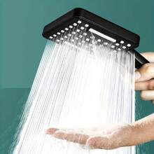 Square Shower Head Handheld Shower Head, Lightweight And Textured, Equipped With Bracket And Shower Hose, 2 Specifications To Choose From (Black)