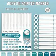 Languo Ensemble de 9 couleurs de stylos marqueurs acryliques liquides directs, têtes souples à grande capacité, simples, de couleurs macaron, gris, marron, colorés, noirs, pour remplir les livres de coloriage, peinture étudiante, personnages de bandes dessinées, couleurs imperméables pour papier, art DIY, graffitis, peinture sur pierres, verre, céramique, métal, disponible en 126 couleurs