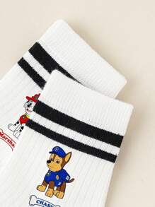 Paw Patrol 1/5 pares de calcetines de media caña para niños y niñas de todas las temporadas con diseño de Paw Patrol, calcetines estudiantiles con dibujos de huesos y nombres de perros, calcetines blancos, calcetines para niños, suaves, transpirables y antideslizantes, estilo lindo y casual, para uso diario, regalos, Pascua, verano