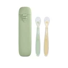 3 Peças Conjunto de Talheres Personalizados para Bebê/Criança, Inclui 2 Colheres com Formato de Coração, 1 Peça Caixa de Armazenamento, Conjunto de Utensílios de Alimentação Portátil para Bebês, Presente de Páscoa, Multifuncional, Decorativo, Elegante, Colorido, Fofo, Casual, Personalizado, Único, Presente para Bebê, Presente Ideal para Ele, Presente Ideal para Ela, Filho