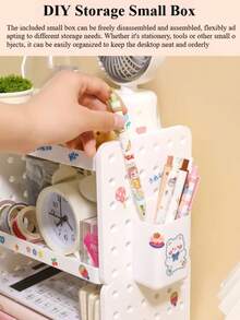 Organizador de Escritorio Multifuncional de 3 Niveles, Estante de Escritorio, Tablero de Agujeros, Portaplumas, Organizador de Escritorio de Oficina, Organizador de Escritorio - 2 capas - Ver 5