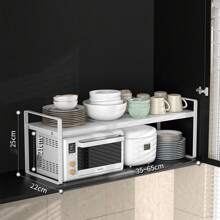 1 pieza Estantería de cocina estilo japonés de varios niveles, estantería organizadora extensible para encimera, despensa, almacenamiento multifuncional