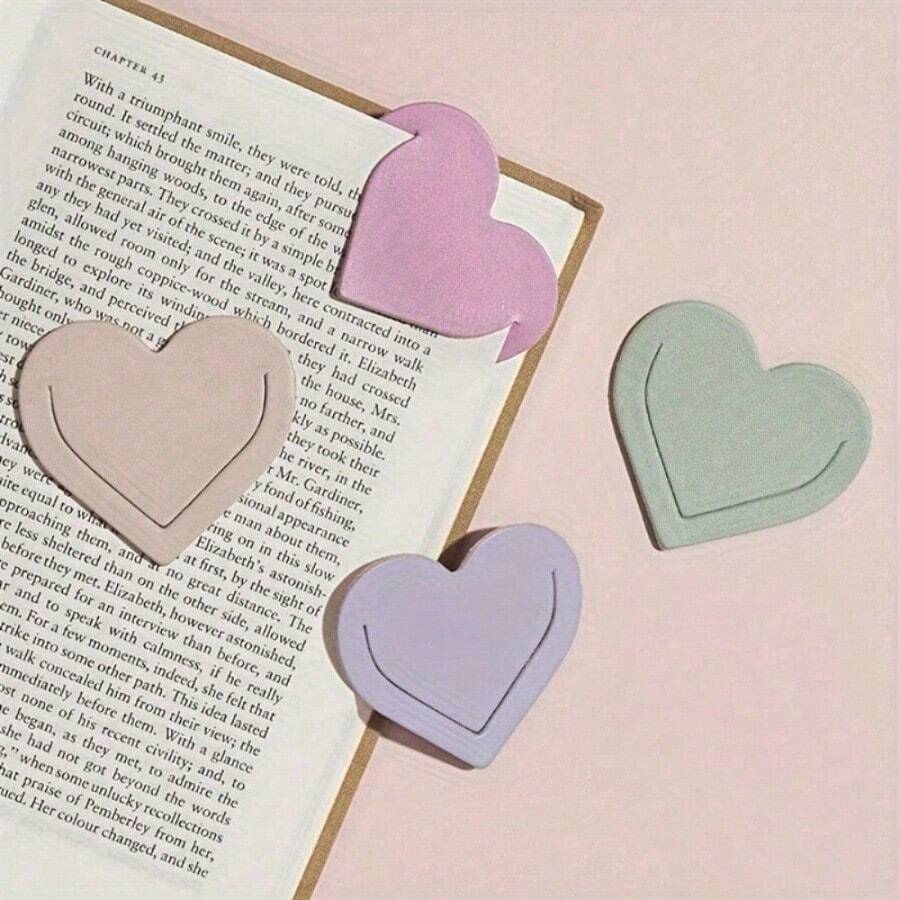 Creative Heart-Shaped Faux Bookmark Various Colors Student Literature Love Bookmark Reading Literature Lover Gift Page Separator Double-Sided Clip For Diaries And Books
