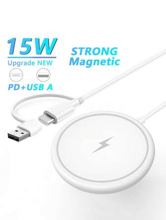 15W USB-C 磁吸无线充电器，兼容苹果 12/13/14/15/16 系列；磁吸无线充电器；磁吸无线充电板，兼容苹果 16/15/14/13/12/11 Pro Max；迷你桌面充电器；USB-A PD 磁吸快充站