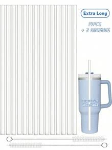 10 件替换吸管适用于史丹利 40 盎司 30 盎司杯，可重复使用吸管，带清洁刷，塑料