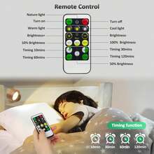 Luces de pared LED, apliques de pared 3 piezas con control remoto, batería recargable, 3 temperaturas de color y regulable, lámpara de pared magnética con rotación de 360°, luz inalámbrica para dormitorio y sala de estar - Enchufe US - Ver 6