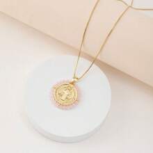 1pc Fashionable Retro Colorful Crystal Virgin Mary Pendant Necklace, Best Gift For Women Jewelry