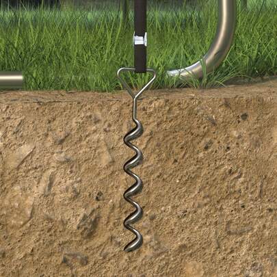 Set d'ancrage pour Trampoline, Lot de 4, Ancrage au Sol, Piquets d'ancrage Spiralés, 4 Sardines et 4 Sangles, Chevilles, Accessoire de Fixation pour Balançoire, Argent et Noir