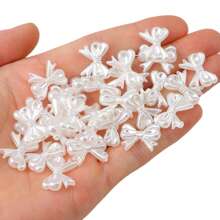 30pcs White Faux Pearl Bow Flat Back Bow Decoration For Phone Case, Fan, Cream Glue, DIY Bracelet, Necklace, Phone Case, Craft