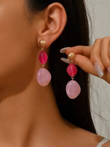 2 pièces Pendentif à gland en résine baroque goutte d'eau, boucles d'oreilles élégantes pour dames avec texture marbre cœur doré et faux jade. Parfait pour les vacances, les fêtes et le port quotidien. Conçu pour les femmes sexy à la recherche de dopamine. Chaque résine a une couleur et un motif uniques. Les marques d'entrée sont normales.