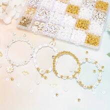 Christmas DIY Pearl Soft Clay Letter Set, 24 Grids ~1400pcs Elegant White Polymer Clay Beads, Acrylic Round/Heart Shape Metal Pendants, Daisy Metal Charms, 24 Grids Assorted Size Combo Set, Beading Tools, Jewelry Making Supplies - White Suit - View 8