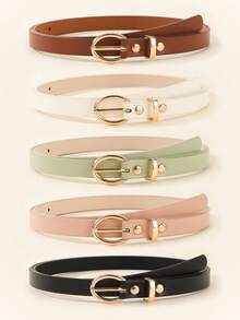 5 piezas Cinturón elegante de vestido de mujer con hebilla dorada, versátil y práctico para uso diario - Multicolor - Ver 14