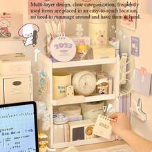 Organizador de Escritorio Multifuncional de 3 Niveles, Estante de Escritorio, Tablero de Agujeros, Portaplumas, Organizador de Escritorio de Oficina, Organizador de Escritorio - 2 capas - Ver 3