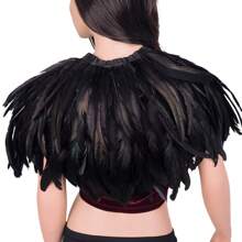 Festliches Federschal-Top, Schal-Cape, Accessoires zum Anziehen Federn-Körpergeschirr für Frauen Tops Cape Schal Schulterschal Punk Gothic Rave Dance Festival Kragen mit Manschetten Schulter Abzeichen Anziehsachen Künstliche Federn