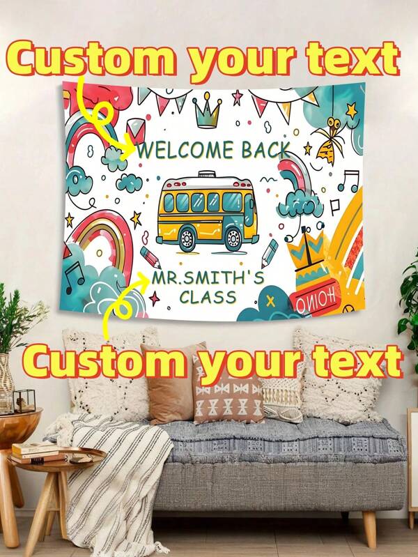 1pc Welcome Back To School Banner, Classroom Happy Return Photography Backdrop Hanging Tapestry, Suitable For Entrance, Garden, Indoor/Outdoor Decor, Studio Exhibition Booth Props