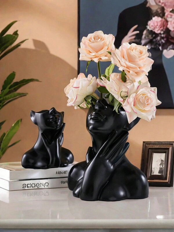 Female Head And Bust Vase Bohemian Simple Ornaments Modern Nordic Style Flower Arrangement Vase Is Suitable For Home Living Room Office Bookshelf Decoration. It Is The Best Choice For Creative Gifts In Various Festivals.