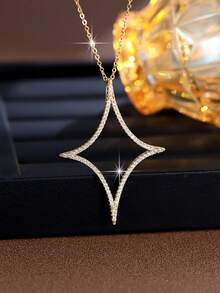 2 pezzi/set Gioielli eleganti e di lusso da donna con design a esplosione di stelle, collana e orecchini, adatti come regalo per le donne per le vacanze