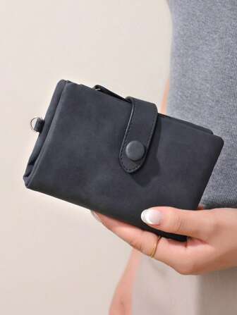 New Women Wallets PU Leather Female Short Hasp S Small Coin Card Holders Large Capacity Bag Portable Clutch With Strap Wallet Small For Women Wallet Purse Wallet Small Wallet
