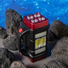 Solar And USB Rechargeable LED Light, 1500mAh Nickel Battery, Tactical COB Work Light, Four Modes, Emergency Power Bank Function, Portable Camping Light(Red) - 紅色手電筒 - 查看 8