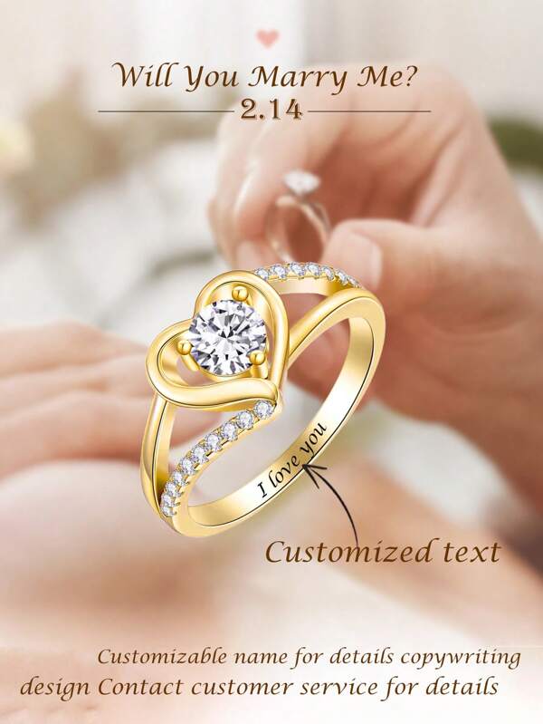 Customized Heart-Shaped Ring/Suitable For Women/Men For Daily Wear, Engagement Ring, Valentine's Day Gift, Personalized Jewelry Gift For Her And Him