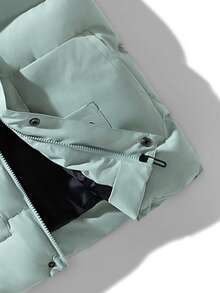 男士秋冬时尚纯色简约无袖马甲外套，休闲舒适 - 薄荷藍 - 查看 4