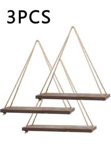 SHEIN X Milania 1/2/3pcs Minimalist Weaving Wall Hanging, Plant Hanger Indoor Hanging Plante,Hanging Shelves For Wall, Rustic Wood Farmhouse Rope Shelf,Boho Fabric Woven Storage Board Tapestry Hanging Shelf Design Hanging Decoration For Home Decoration For Bathroom, Office, Veranda, Bedroom, Living Room And More
