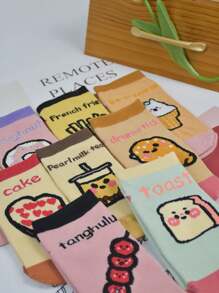 3Pairs/5Pairs Women Cartoon Graphic Printed Short Socks, Versatile & Fashionable For Spring, Summer, Fall