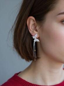 1 par de pendientes de aro exagerados para mujer con lazo de circonita incrustada, accesorios elegantes de mujer, de alta gama, para uso diario, un regalo