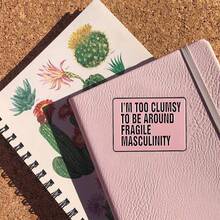 3-Inch Polyethylene Sticker, "I'M TOO CLUMSY TO BE AROUND FRAGILE MASCULINITY" Humor Metal Sign - Pink Wall Decor For Bedroom, Office | Gift For Women & LGBTQ+ Allies. , Waterproof, Easy To Stick, Oil-Proof, Clear Pattern, Reusable, Vibrant Colors, Fun Lifestyle Art, Suitable For Car Stickers, Laptops, Phones, Water Bottles, Books, And More.