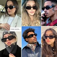 Gafas de sol rectangulares para mujeres y hombres, gafas hexagonales vintage retro con forma estética de 90S