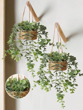 1/2 stuks hangende eucalyptusbladeren van polyestervezelgras, kunstplanten, groene decoraties, geschikt voor scholen, kantoren, feesten, huizen, hotels, restaurants, woonkamers, slaapkamers, bruiloften, keukens en tuinen, het hele jaar door, in de lente en de zomer