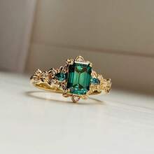 Vintage Elegant Luxurious Chic Green Cubic Zirconia Ring For Women Charm Wedding Engagement Ring Bridal Jewelry Christmas Valentine's Day Anniversary Gifts - Nhẫn - Xem 8