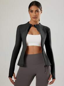 VUTRU Women's Long Sleeve Jacket With Thumb Holes, 2 Pockets, Running Workout Activewear Top