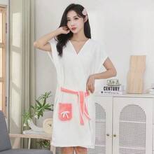 Women's Bath Robe, Wearable Side Pocket Towel Wrap, Spa Waffle Bathrobe With Adjustable Closure For Quick Drying Lightweight Coverage Back To School - Multicolor - View 10