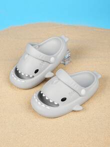 Summer New Kids Soft Bottom Outdoor Comfortable Shark Clogs For Boys & Girls - Grey - View 3