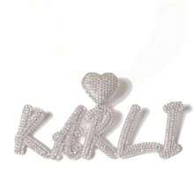 Collar personalizado de corazón de doble capa con letras cursivas estilo Hip Hop DIY, collar creativo
