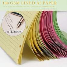 50 tờ giấy rời nhiều màu sắc khổ A5, giấy thay thế cho sổ tay bìa cứng 6 vòng, thích hợp cho bìa đựng tài liệu, nhật ký và sổ kế hoạch - Văn phòng phẩm, đồ dùng học tập, đồ dùng năm học mới - Nhiều màu - Xem 7