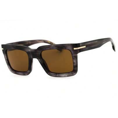 Mens Square Grey Horn Sunglasses With Brown Lens  BOSS 1501/S 2W8