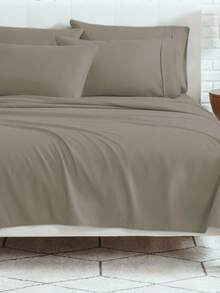 6-Piece Bed Sheet Set – Twin/Full/Queen/King Sizes | Soft Microfiber | Deep Pocket Fitted Sheet | Cooling, Wrinkle-Free, Summer And All-Season Comfort | Includes 1 Flat Sheet, 1 Fitted Sheet, 4 Pillowcases - 卡其色 - 查看 1