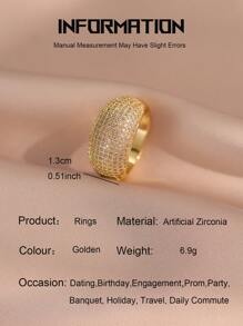 1 Stück luxuriöser goldener Ring mit glänzenden kubischen Zirkonia Statement Ringe für Frauen für Party, Bankett, Hochzeit, Fest und als Valentinstags Geschenk