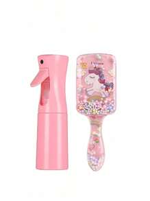 Set de cepillos de pelo anudados de 1/2/3/4/5/6/7/9 piezas, botella de spray de niebla fina continua (6.8 oz/200 ml), cepillo de desenredar con diseño de unicornio apto para adultos y niñas, cepillo para enraizar y cepillo lateral, adecuado para peinados y peluqueros