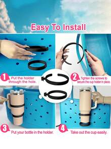 Beach Bag Cup Holder, Travel Accessories;Travel Essentials; Multi Color Insert Accessory Compatible, For Decorative Charm Inserts, Suitable For Travel And Outings, Cup Holder For 30oz 40oz Compatible, Water-Tight & Secure - Ideal For Travel, Versatile Inner Organizers, Waterproof, Wear-Resistant, Easy To Clean, Reusable(White Button Is 1pc) - Multicolor - View 6