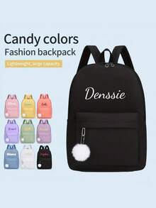 Customize Your Own Backpack With Personalized Name Or Holiday Greetings. Create Your Own Backpack. This New Back-To-School Backpack Features A Nylon Zipper Design, Casual And Versatile, Suitable For Teenagers,Multi-Functional,Ornamental,Letter,Stylish,Modern,Colorful,Cute,Adorable,Casual,Custom,Personalised,Unique,Customized,Ideal Gifts For Him,Ideal Gifts For Her