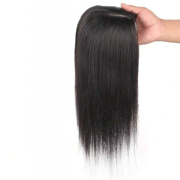 Parche de cabello invisible para mujer - Cabello humano real, línea de cabello esponjosa, para cubrir zonas calvas, aumentar el volumen del cabello, conexión sin costuras, estilo natural, cabello liso, estilo básico, parche de cabello tipo peluca
